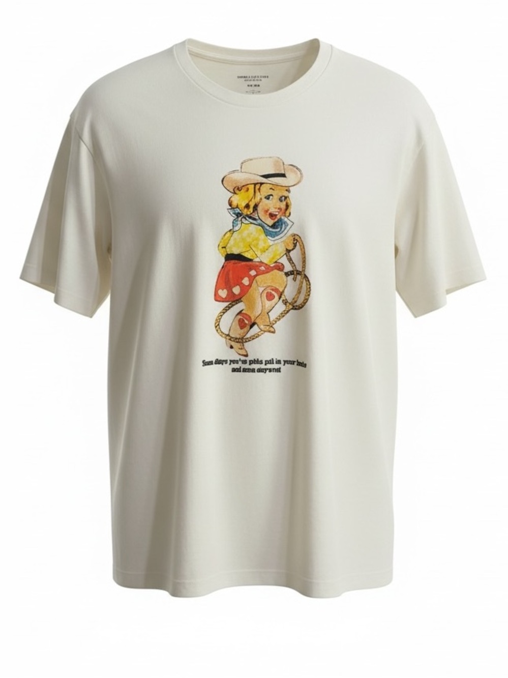 Urban Outfitters Oversized Cotton Cream Cowgirl Graphic Tee Sz S/M-P/M